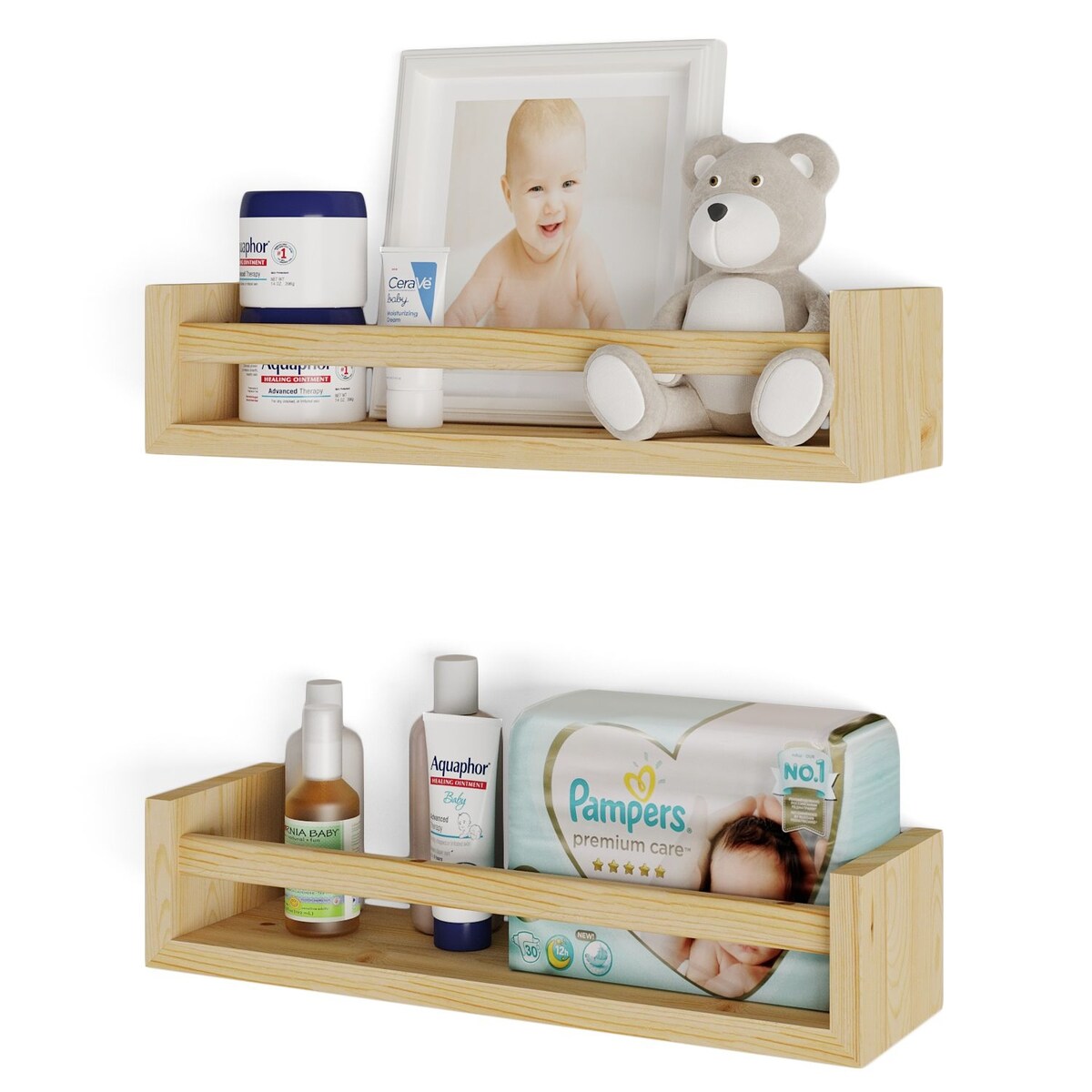 Étagères murales pour enfants Wallniture Elba, rangement pour jouets et bibliothèque en bois, lot de 2 - N/A