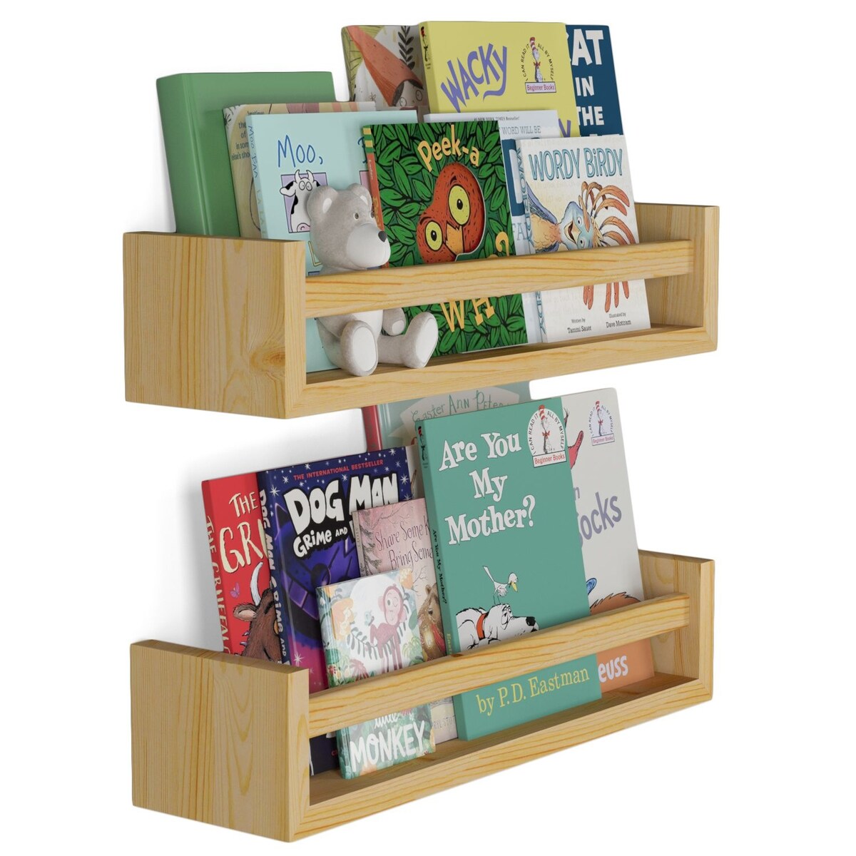 Étagères murales pour enfants Wallniture Elba, rangement pour jouets et bibliothèque en bois, lot de 2 - N/A