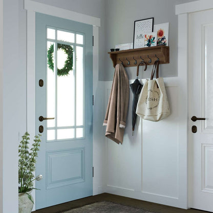 Porte-clés mural en bois, porte-courrier décoratif avec étagère, grandes patères