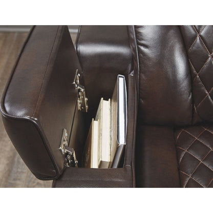 Canapé inclinable électrique Warnerton en similicuir marron chocolat - 84 L x 38 P x 44 H