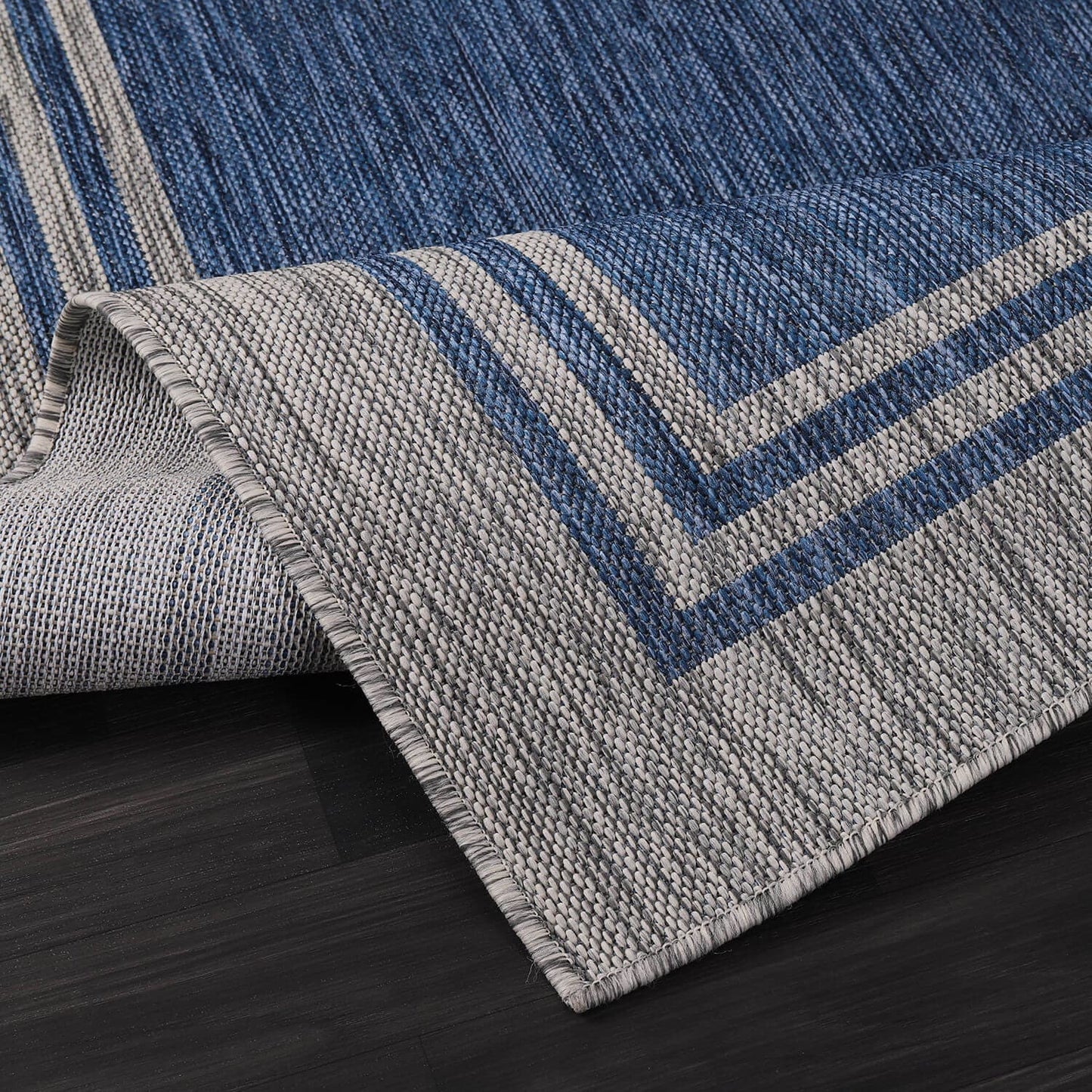 Tapis d'intérieur et d'extérieur lavable à bordures pour patio, terrasse et porche