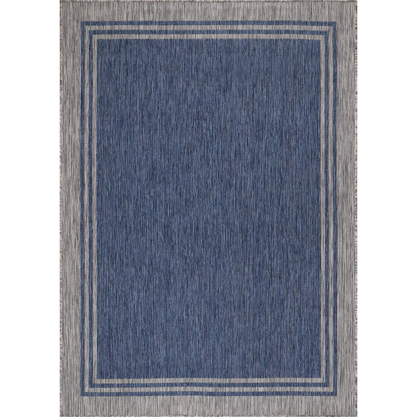 Tapis d'intérieur et d'extérieur lavable à bordures pour patio, terrasse et porche