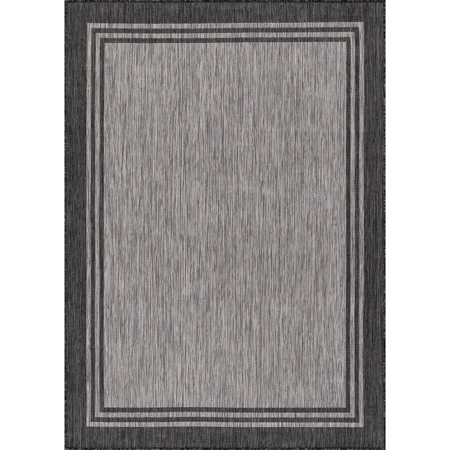 Tapis d'intérieur et d'extérieur lavable à bordures pour patio, terrasse et porche