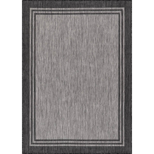 Tapis d'intérieur et d'extérieur lavable à bordures pour patio, terrasse et porche