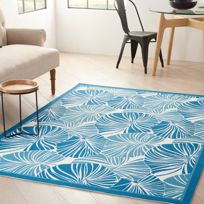 Tapis d'intérieur/extérieur moderne botanique Waverly Sun N' Shade