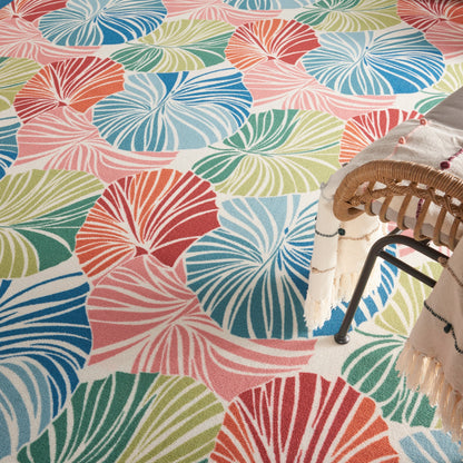 Tapis d'intérieur/extérieur moderne botanique Waverly Sun N' Shade