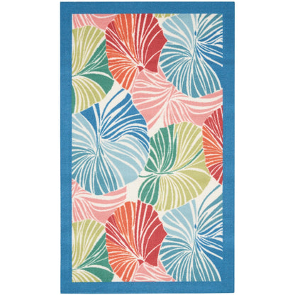Tapis d'intérieur/extérieur moderne botanique Waverly Sun N' Shade