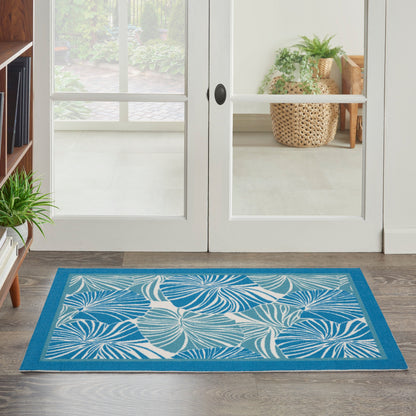 Tapis d'intérieur/extérieur moderne botanique Waverly Sun N' Shade