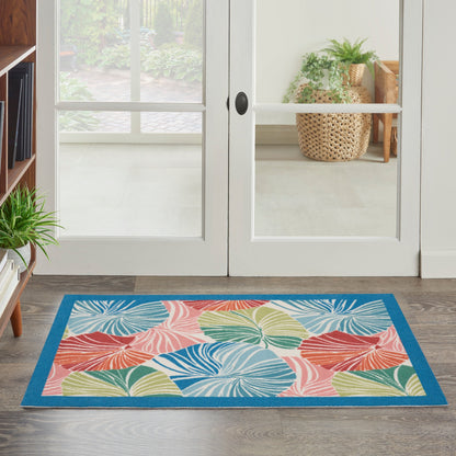 Tapis d'intérieur/extérieur moderne botanique Waverly Sun N' Shade