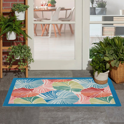 Tapis d'intérieur/extérieur moderne botanique Waverly Sun N' Shade