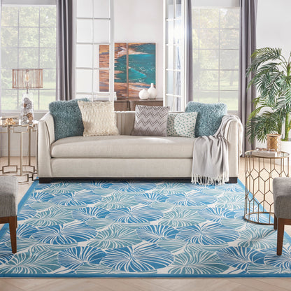 Tapis d'intérieur/extérieur moderne botanique Waverly Sun N' Shade