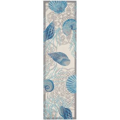 Tapis d'intérieur et d'extérieur Waverly Sun &amp; Shade Shore Thing à motif de coquillages tropicaux et floraux