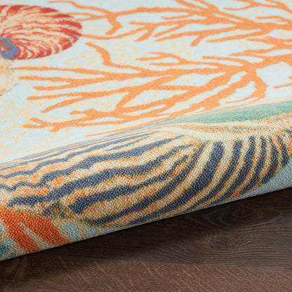 Tapis d'intérieur et d'extérieur Waverly Sun &amp; Shade Shore Thing à motif de coquillages tropicaux et floraux