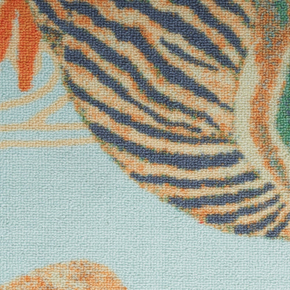 Tapis d'intérieur et d'extérieur Waverly Sun &amp; Shade Shore Thing à motif de coquillages tropicaux et floraux