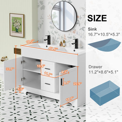 Ensemble de meuble-lavabo Wavy Line 30/36/48 avec lavabo et robinet