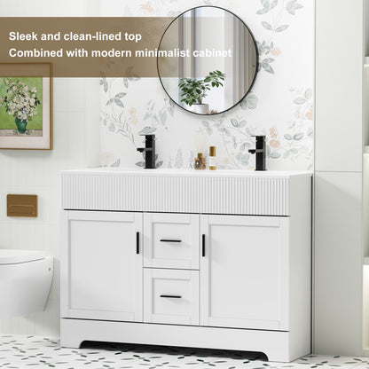 Ensemble de meuble-lavabo Wavy Line 30/36/48 avec lavabo et robinet