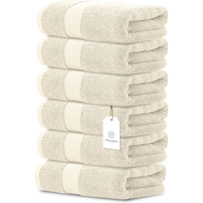 Serviettes de toilette classiques blanches en coton de luxe 16 x 30 cm - Lot de 6