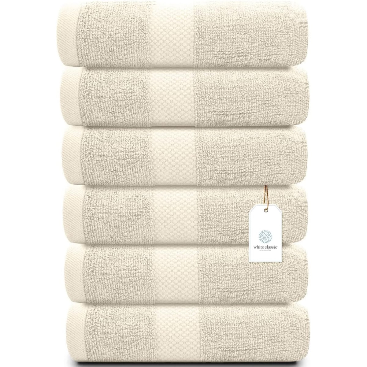 Serviettes de toilette classiques blanches en coton de luxe 16 x 30 cm - Lot de 6