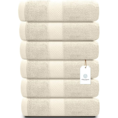 Serviettes de toilette classiques blanches en coton de luxe 16 x 30 cm - Lot de 6