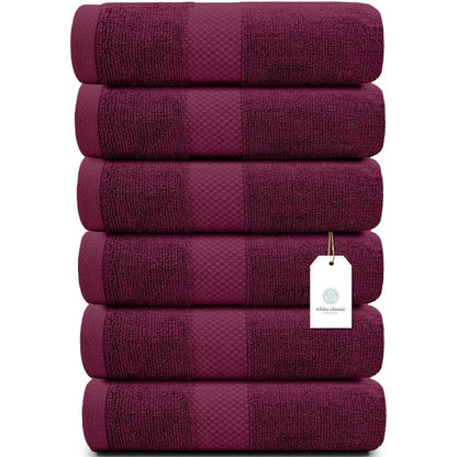 Serviettes de toilette classiques blanches en coton de luxe 16 x 30 cm - Lot de 6