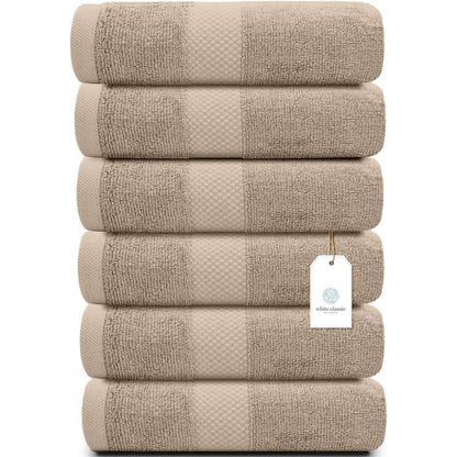 Serviettes de toilette classiques blanches en coton de luxe 16 x 30 cm - Lot de 6