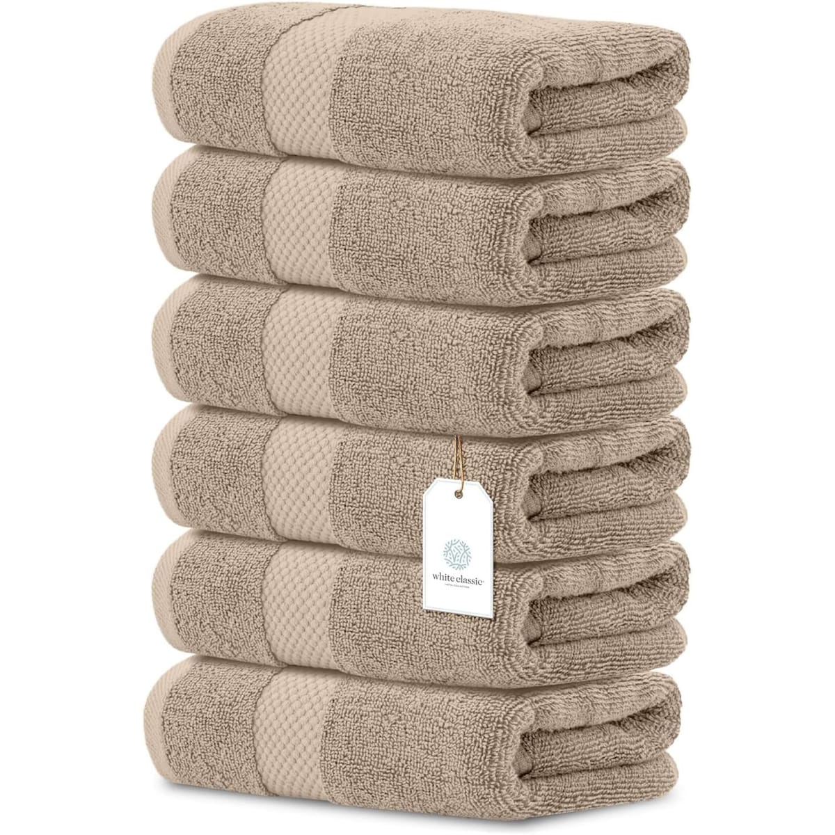 Serviettes de toilette classiques blanches en coton de luxe 16 x 30 cm - Lot de 6