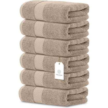 Serviettes de toilette classiques blanches en coton de luxe 16 x 30 cm - Lot de 6