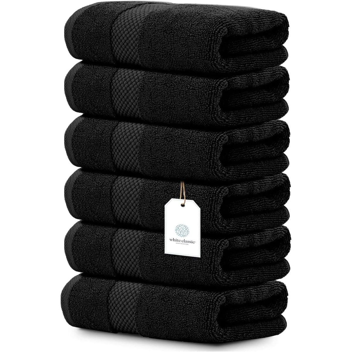 Serviettes de toilette classiques blanches en coton de luxe 16 x 30 cm - Lot de 6