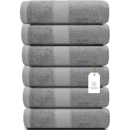Serviettes de toilette classiques blanches en coton de luxe 16 x 30 cm - Lot de 6
