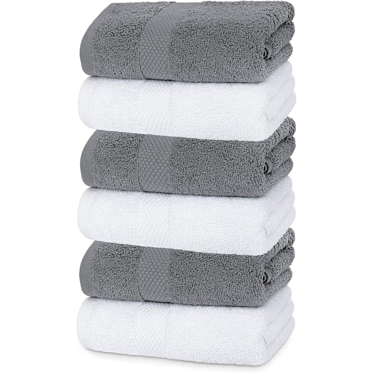 Serviettes de toilette classiques blanches en coton de luxe 16 x 30 cm - Lot de 6
