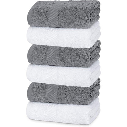 Serviettes de toilette classiques blanches en coton de luxe 16 x 30 cm - Lot de 6