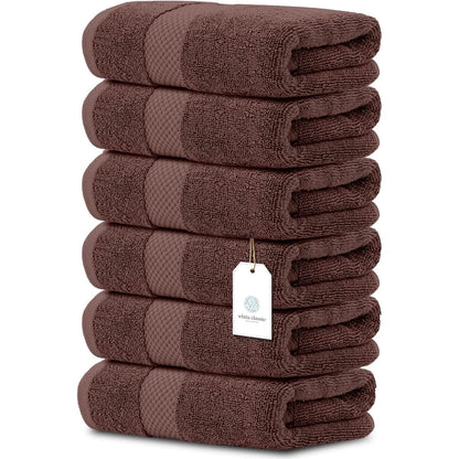 Serviettes de toilette classiques blanches en coton de luxe 16 x 30 cm - Lot de 6