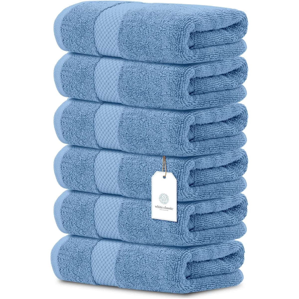 Serviettes de toilette classiques blanches en coton de luxe 16 x 30 cm - Lot de 6
