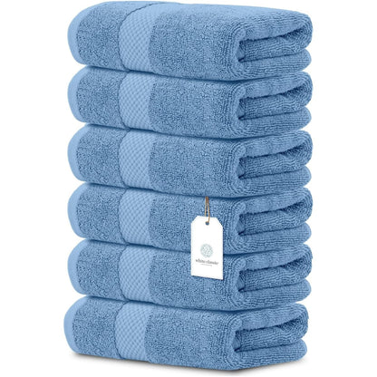 Serviettes de toilette classiques blanches en coton de luxe 16 x 30 cm - Lot de 6