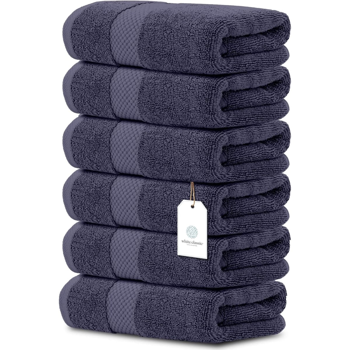 Serviettes de toilette classiques blanches en coton de luxe 16 x 30 cm - Lot de 6