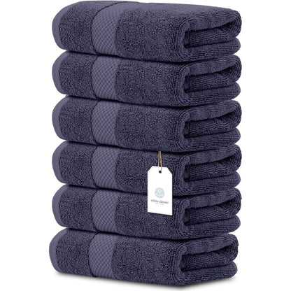 Serviettes de toilette classiques blanches en coton de luxe 16 x 30 cm - Lot de 6