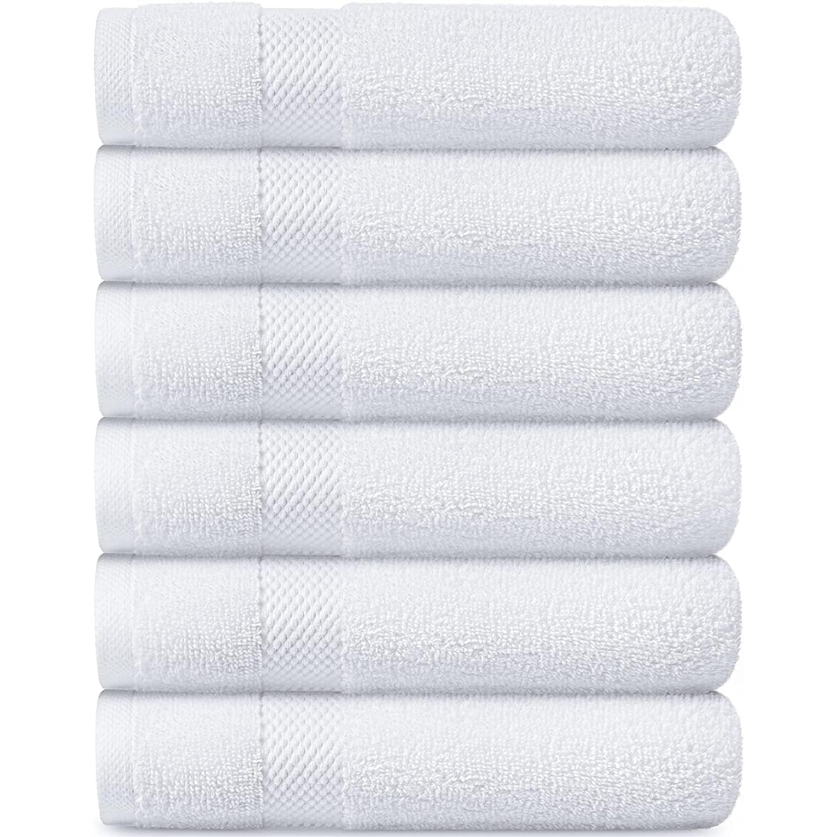 Serviettes de toilette classiques blanches en coton de luxe 16 x 30 cm - Lot de 6