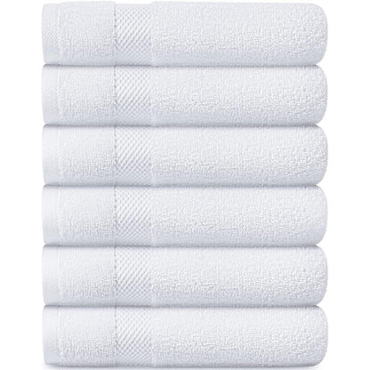 Serviettes de toilette classiques blanches en coton de luxe 16 x 30 cm - Lot de 6