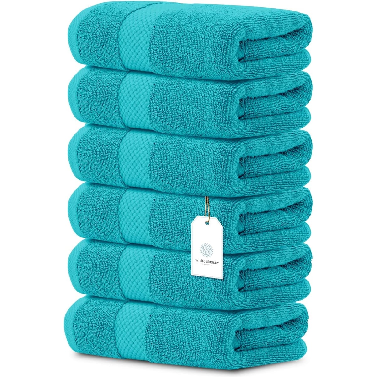 Serviettes de toilette classiques blanches en coton de luxe 16 x 30 cm - Lot de 6