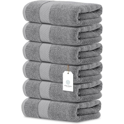 Serviettes de toilette classiques blanches en coton de luxe 16 x 30 cm - Lot de 6