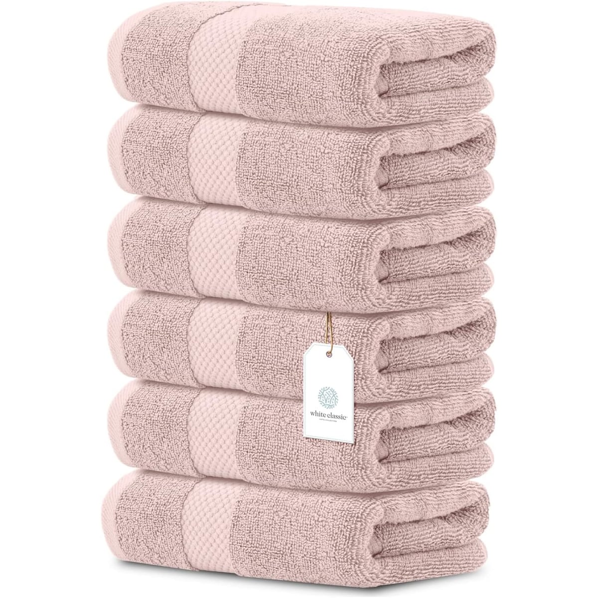 Serviettes de toilette classiques blanches en coton de luxe 16 x 30 cm - Lot de 6