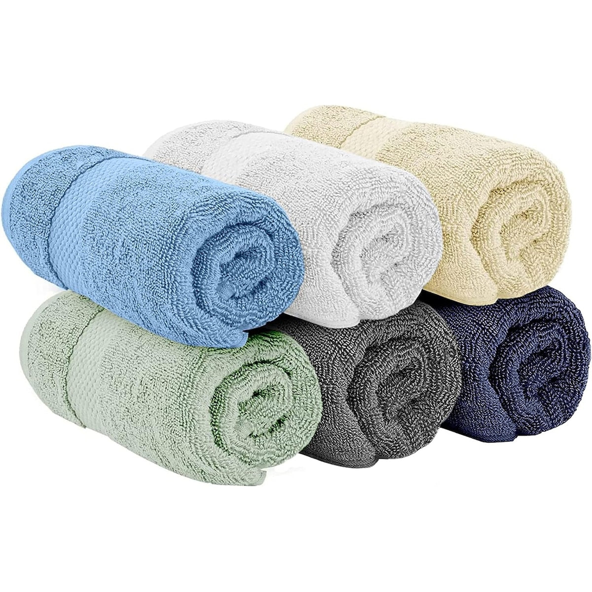 Serviettes de toilette classiques blanches en coton de luxe 16 x 30 cm - Lot de 6