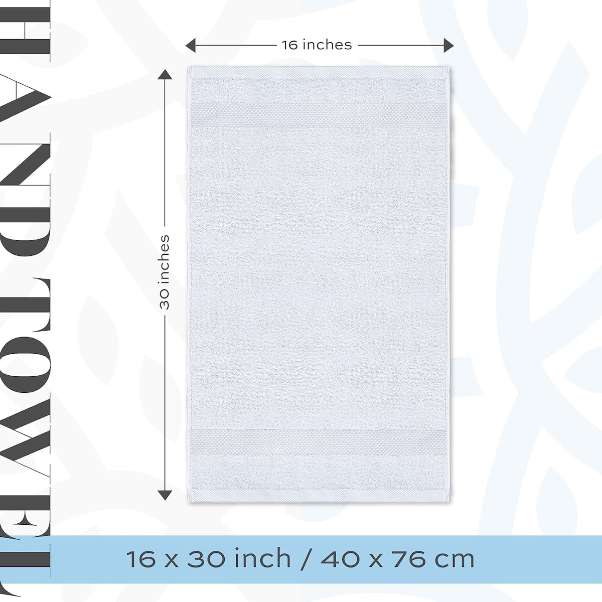Serviettes de toilette classiques blanches en coton de luxe 16 x 30 cm - Lot de 6