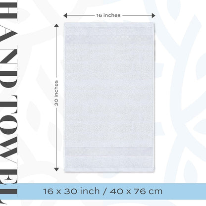 Serviettes de toilette classiques blanches en coton de luxe 16 x 30 cm - Lot de 6