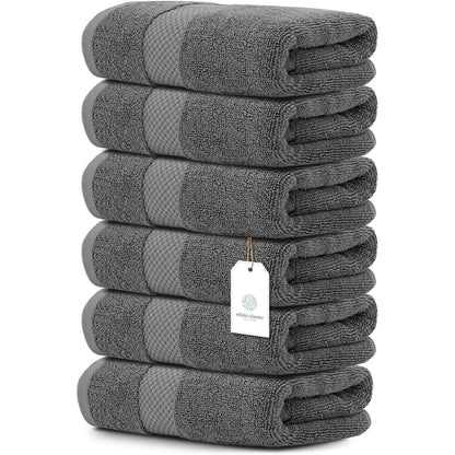 Serviettes de toilette classiques blanches en coton de luxe 16 x 30 cm - Lot de 6