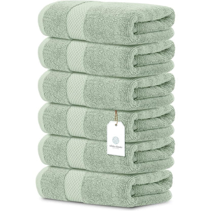 Serviettes de toilette classiques blanches en coton de luxe 16 x 30 cm - Lot de 6