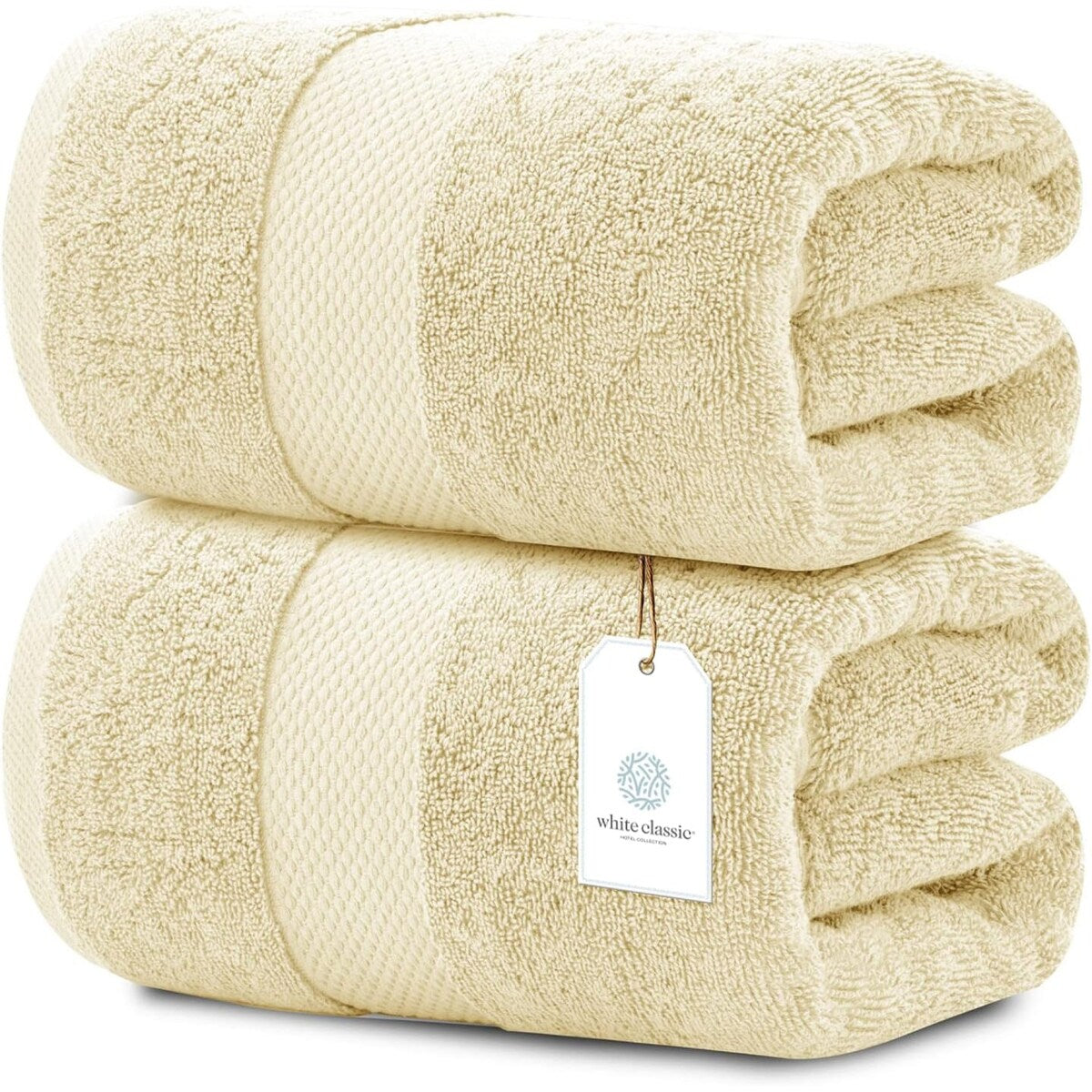 Drap de bain surdimensionné en coton blanc classique de luxe 35 x 70 cm - Lot de 2