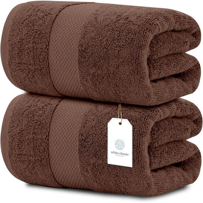 Drap de bain surdimensionné en coton blanc classique de luxe 35 x 70 cm - Lot de 2