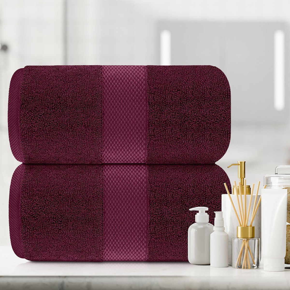 Drap de bain surdimensionné en coton blanc classique de luxe 35 x 70 cm - Lot de 2