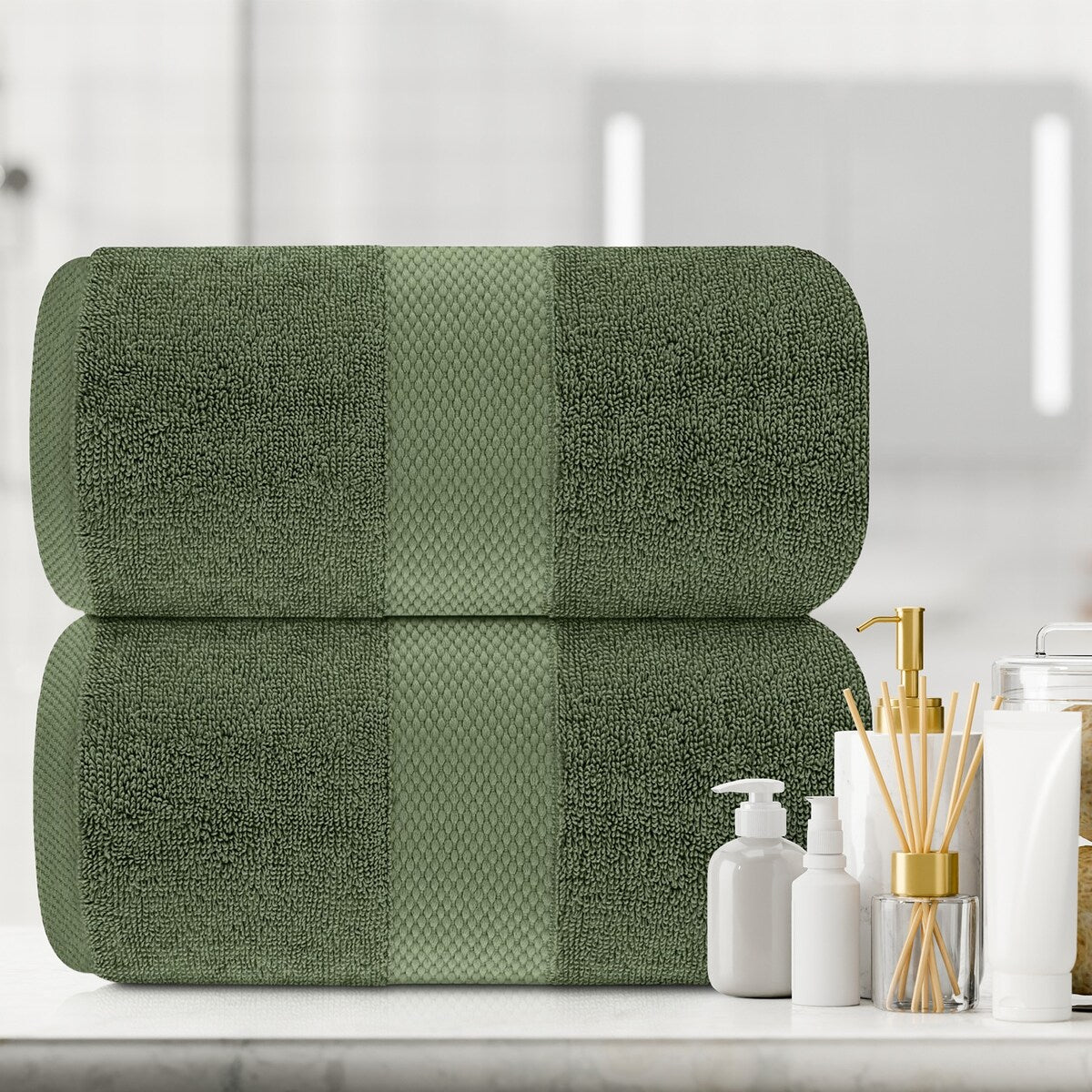 Drap de bain surdimensionné en coton blanc classique de luxe 35 x 70 cm - Lot de 2